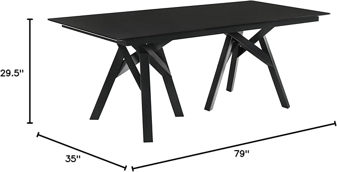 Armen Living Cortina 79" Mid-Century Modern Black Wood Dining Table Legs