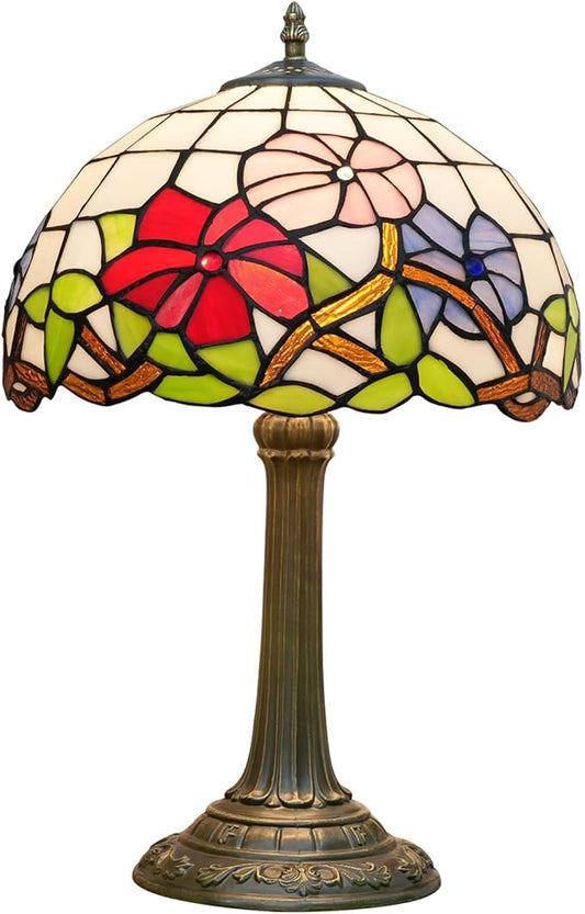 Tiffany Lamp Stained Glass lamp Bedside Table Lamps for Living Room Bedroom Dorm Kitchen Home Decor Festival Birthday Gift,12 inches Morning Glory