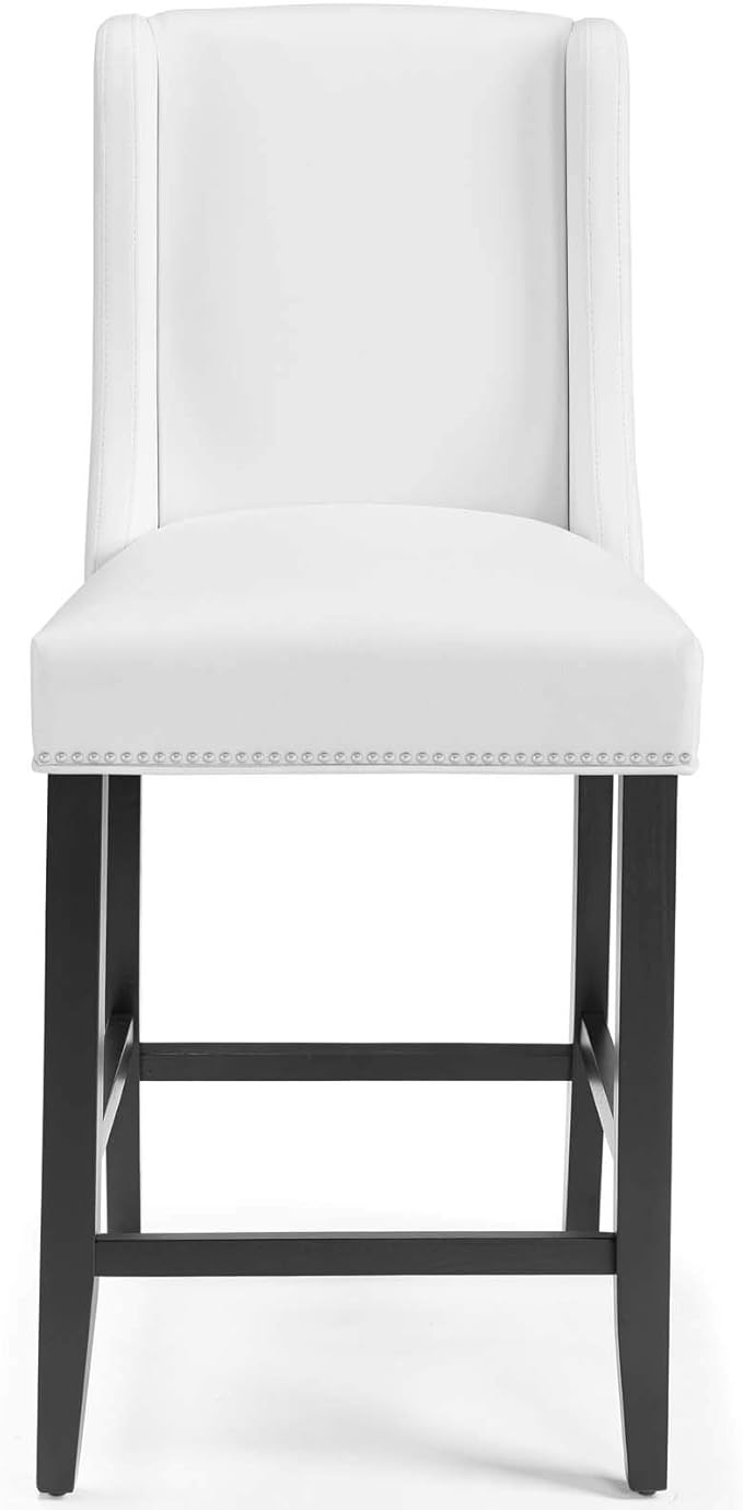 Modway Baron Faux Leather Upholstered Dining Counter-Height Bar Stool in White
