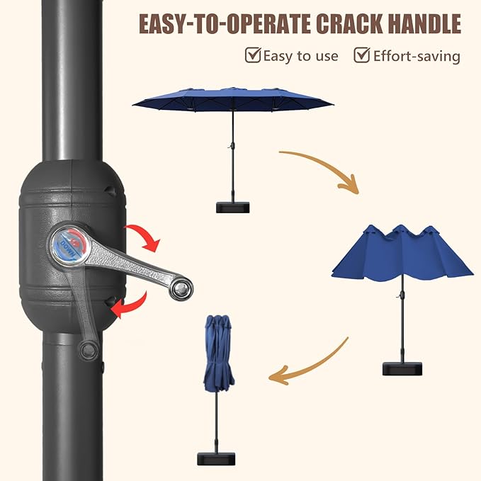 Sannwsg Outdoor Patio Umbrella,Table Umbrella with Push Button Tilt and Crank,Market Umbrella with 8 Sturdy Ribs,Yard Umbrella