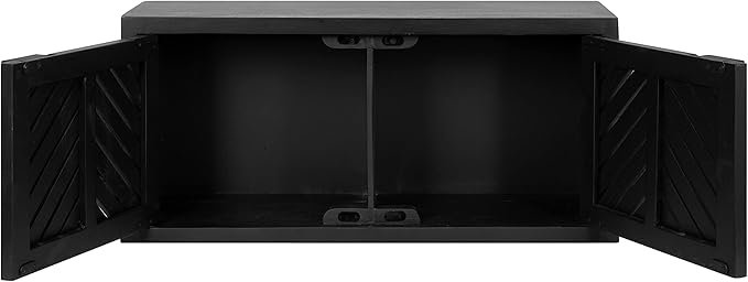 Kate and Laurel Mezzeta Decorative 2-Door Wall Cabinet; 30 x 10 x 14; Black; Decorative Modern Storage Cabinet with Doors
