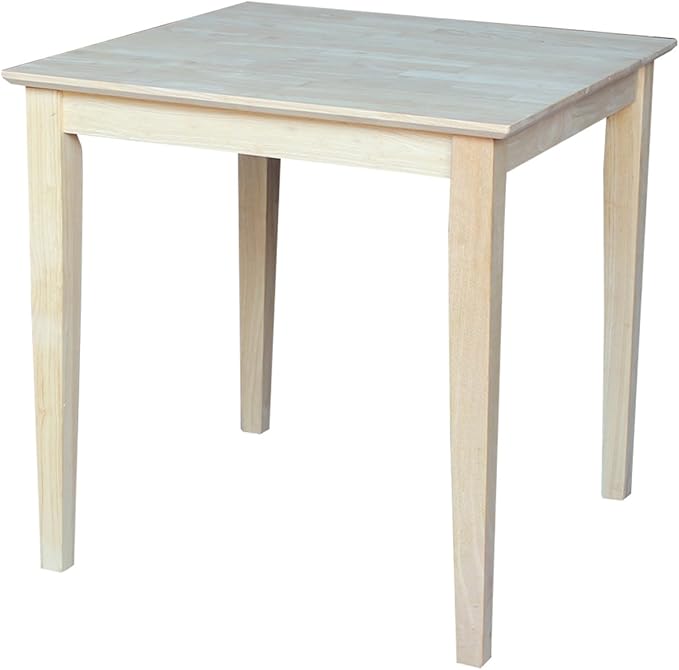 Solid Wood Top Dining Table, 30 Inch High, Unfinished