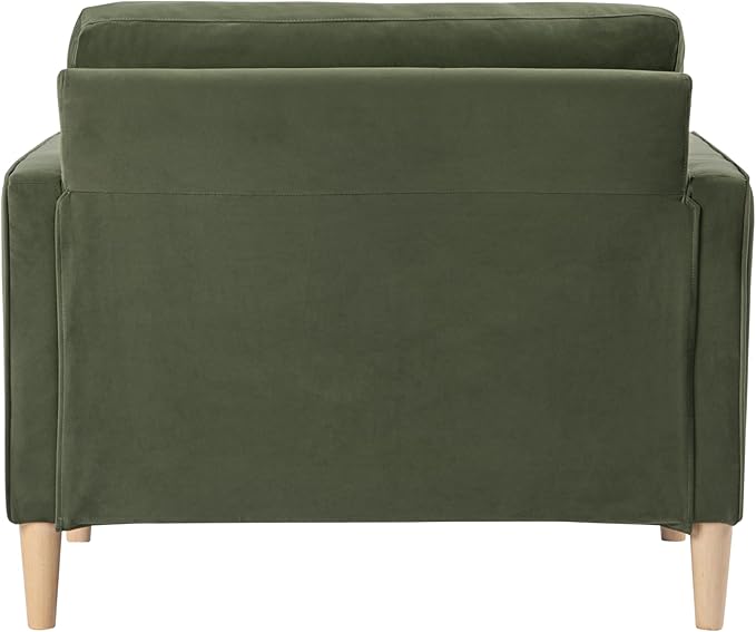 Studio Living® Lexington 39.4" Arm Chair, Mid-Century Modern, Pocket Coil Comfort, Easy Assembly, Velvet Fabric, Olive Green