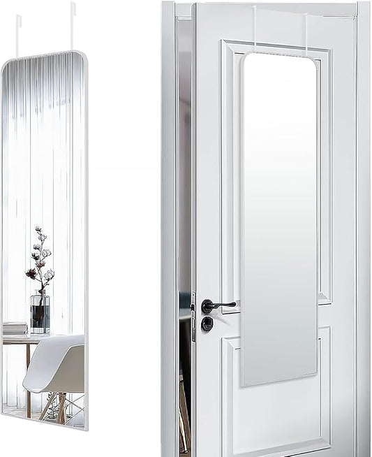 47x14 Mirror Full Length Door Hanging Wall Mounted Aluminum Alloy Metal Frame Dressing Make-up Save Space Half Body Mirrors for Entryway Bedroom Bathroom Living Room 47 inch Silver