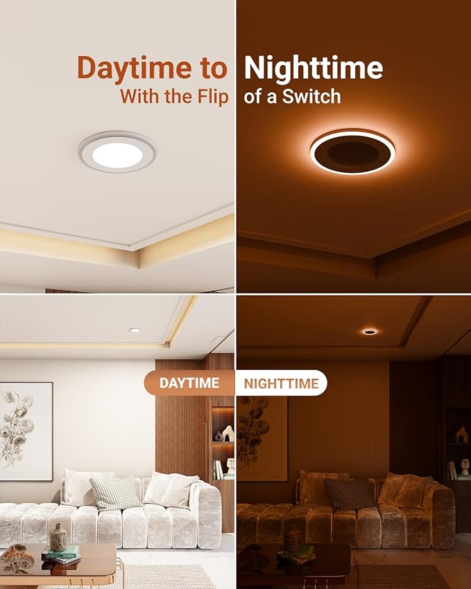 Sunco 6 Inch Can Lights for Ceiling LED, Flat Recessed Lighting with Night Light Retrofit Downlight, 1200 LM, 13W, Selectable CCT 2700K/3000K/4000K/5000K/6000K, Dimmable UL 4 Pack
