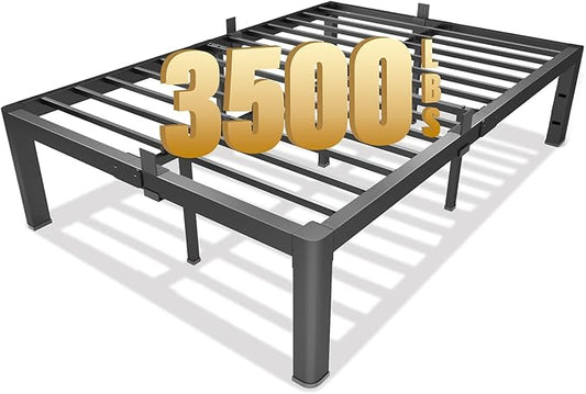 14 Inch King Metal Platform Bed Frame with Round Corner and Mattress Retainers, 3500lbs Heavy Duty Steel Slats Support, No Box Spring Needed, Easy Assembly, Noise Free