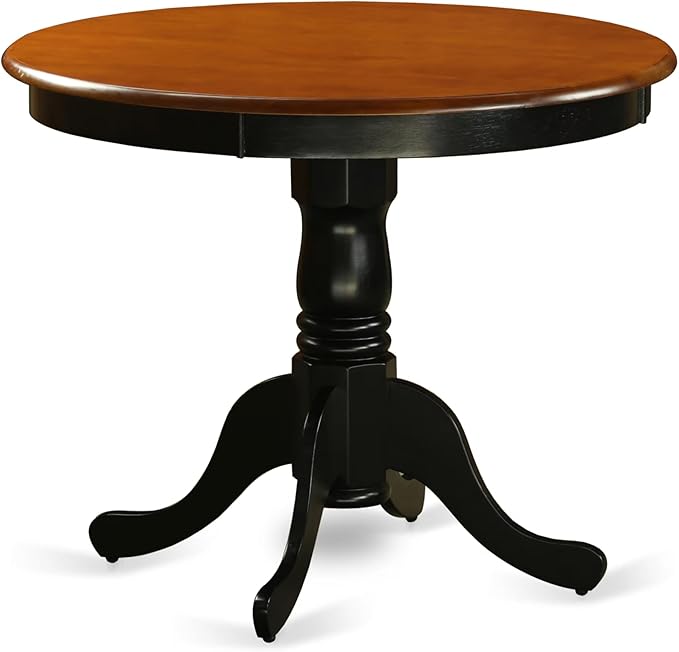 East West Furniture ANNO5-BCH-W 5 Piece Dining Set Includes a Round Dining Room Table with Pedestal and 4 Wood Seat Chairs, 36x36 Inch, Black & Cherry
