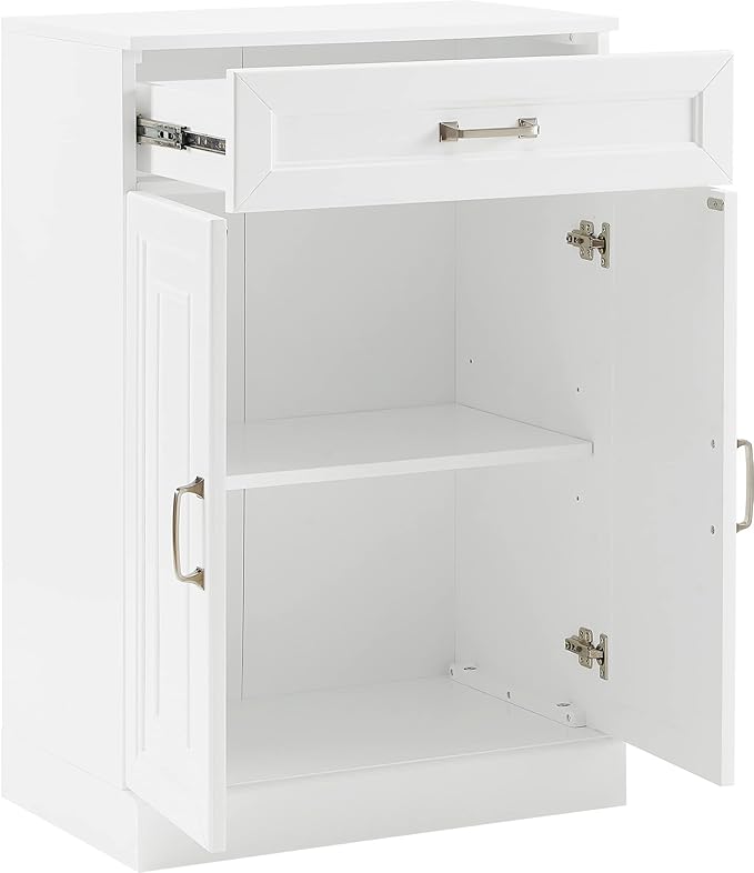 Crosley Furniture Stanton Pantry Storage Cabinet with Shelves, Kitchen, Dining, or Laundry Room, White