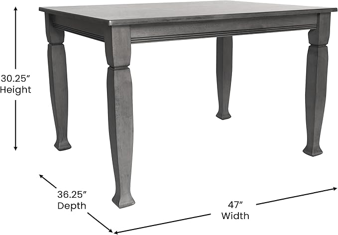 Taylor & Logan Lennox 47" Solid Wood Dining Table in an Antique Gray Finish, Seating for 4, Stylish Turned Wooden Legs, Perfect for Hosting or Everyday Meals