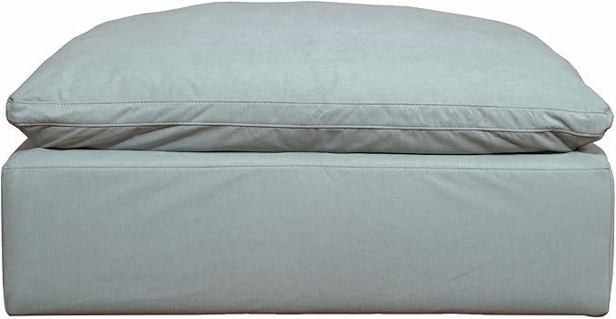 Sunset Trading Contemporary Puff Collection 6PC 132" Slipcovered Modular U-Shaped Pit Sectional Sofa| Down Filled Chaise Lounge Couch Stain-Proof Water-Resistant Washable Performance Fabric Ocean Blue