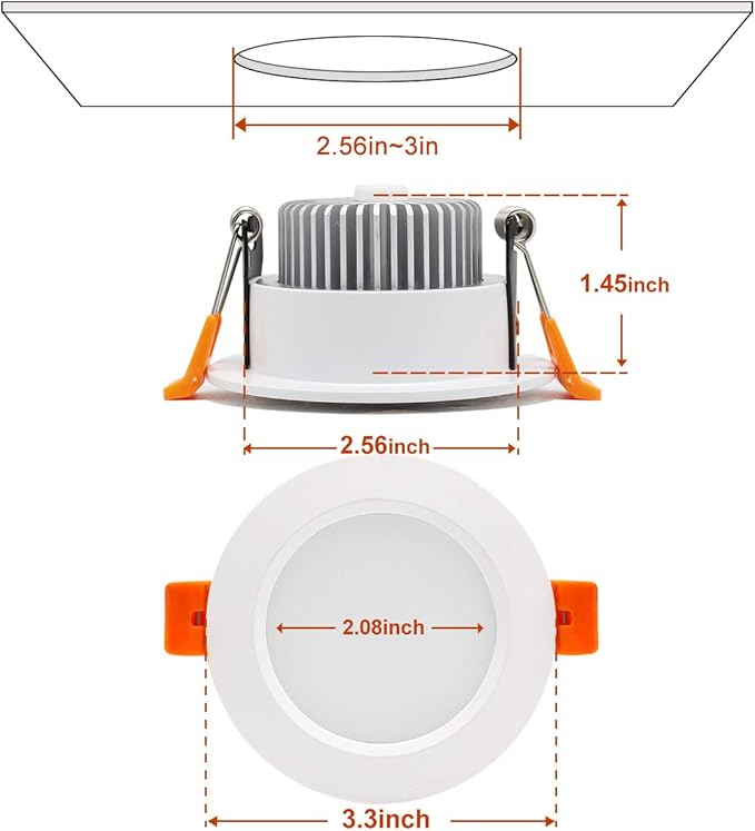 YGS-Tech 3 Inch LED Recessed Lighting, Dimmable Downlight 5W(40W Halogen Equivalent), CRI80, 3000K Warm White, Ceiling Light with LED Driver(4 Pack)