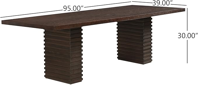 Christopher Knight Home Kaiya Modern Minimalist Wood Dining Table for 6-10 People, Rectangular Dining Room Table, Pedestal Kitchen Table, Ideal for Restaurant/Family Gatherings, Dark Brown