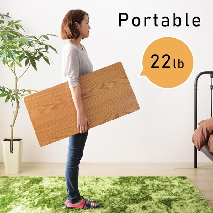 PaletteLife Folding Coffee Table with Storage Shelf, No Assembly, W41.3 x D18.9 x H13.4 in, Round Corner, for Dorm and Living Room, Portable and Space-Saving, Modern, Compact, Walnut Brown