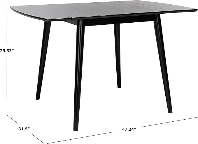 SAFAVIEH Home Collection Kaylee Matte Black Drop Leaf Dining Room Table DTB1403A