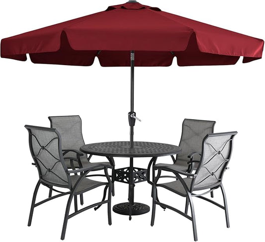 MASTERCANOPY 10ft Patio Umbrella with Valance, Crank and Tilt – 8 Ribs Outdoor Market Umbrella, UV/Fade Resistant, Waterproof Canopy with Wind Vent for Garden, Deck, Backyard, Pool (Burgundy)