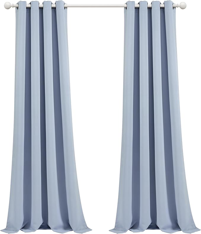 Lush Decor Insulated Grommet Blackout Window Curtain Panels, Pair, 52" W x 84" L, Blue Moon - Classic Modern Design - Chic Window Decor - Long Curtains For Living Room, Bedroom, Or Dining Room