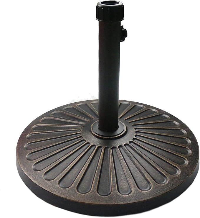 Sunnyglade 9' Patio Umbrella Outdoor Table Umbrella with 8 Sturdy Ribs (Red) | 18" 30.2-lbs Heavy Duty Round Antiqued Umbrella Base, Bronze