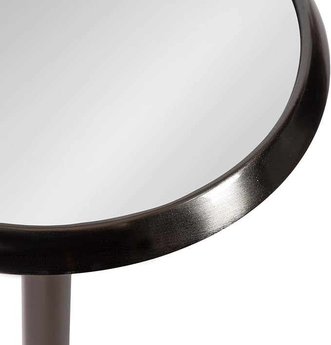 Kate and Laurel Sanzo Modern Pedestal Drink Table; 10 x 10 x 23; Gray Gunmetal; Decorative End Table with Mirrored Tabletop for Use as Small Plant Stand or Cute Martini Table