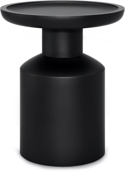 SIMPLIHOME Haynes End Table - 16 inch Wide Solid Mango Wood Round Accent Table with Sculptural Pedestal Base in Black, Boho Nightstand or Lamp Stand for Living Room or Bedroom, Assembled
