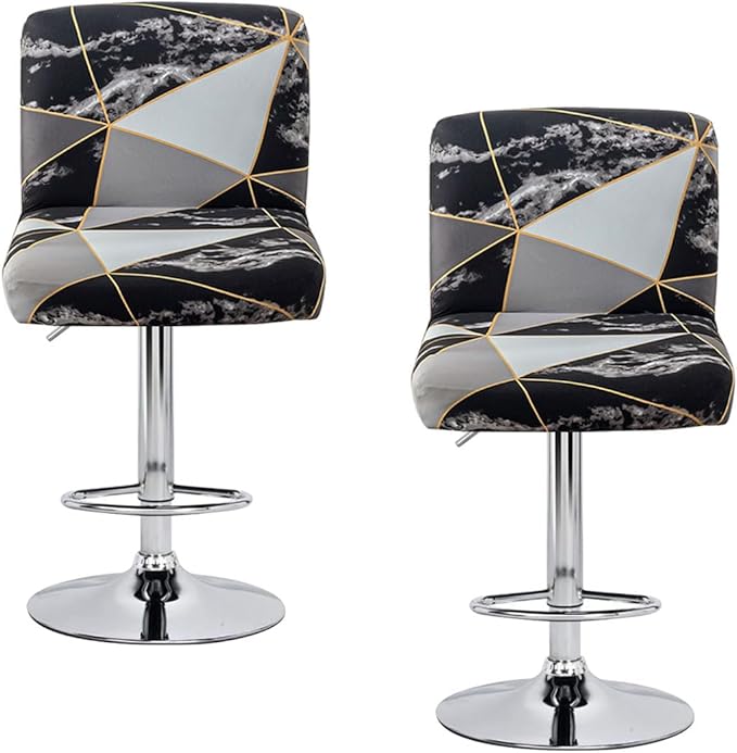 Levoberg Bar Stools Cover Set of 2 Printed Armless Swivel Barstools Slipcovers with Backs Stretch Square Counter Height Bar Stools Covers Mid Low Back Chair Cover for Kitchen Dining Room Bar #15