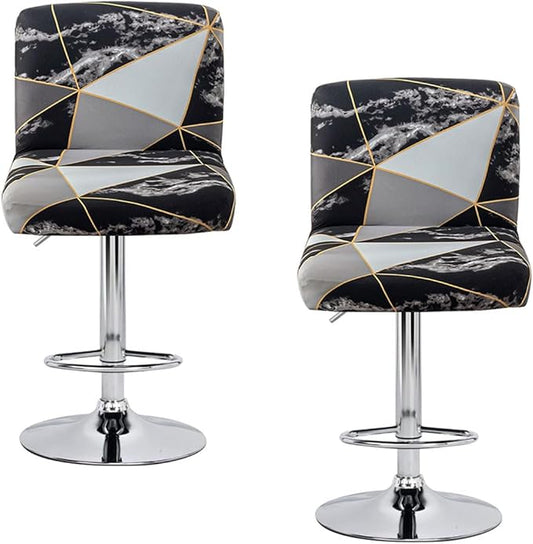 Levoberg Bar Stools Cover Set of 2 Printed Armless Swivel Barstools Slipcovers with Backs Stretch Square Counter Height Bar Stools Covers Mid Low Back Chair Cover for Kitchen Dining Room Bar #15