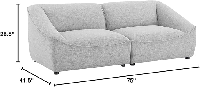 Modway Comprise Fabric Upholstered Sectional, Loveseat, Light Gray