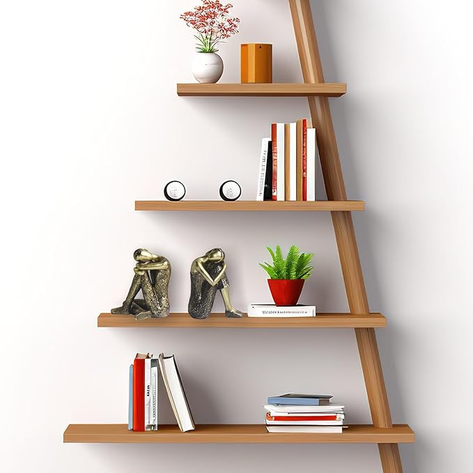 Pigort Thinker Statue Abstract Sculpture - Collectible Rustic Gold Figurine Art Home Office Bookshelf Decorative Objects Desktop Decor for Men, 3.7 x 4.6 x 3.5 inches