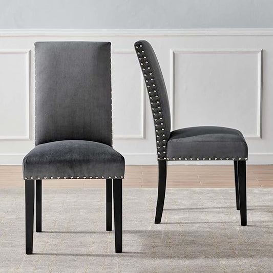 Modway EEI-3779-CHA Parcel Performance Velvet Dining Side Chairs - Set of 2, Charcoal
