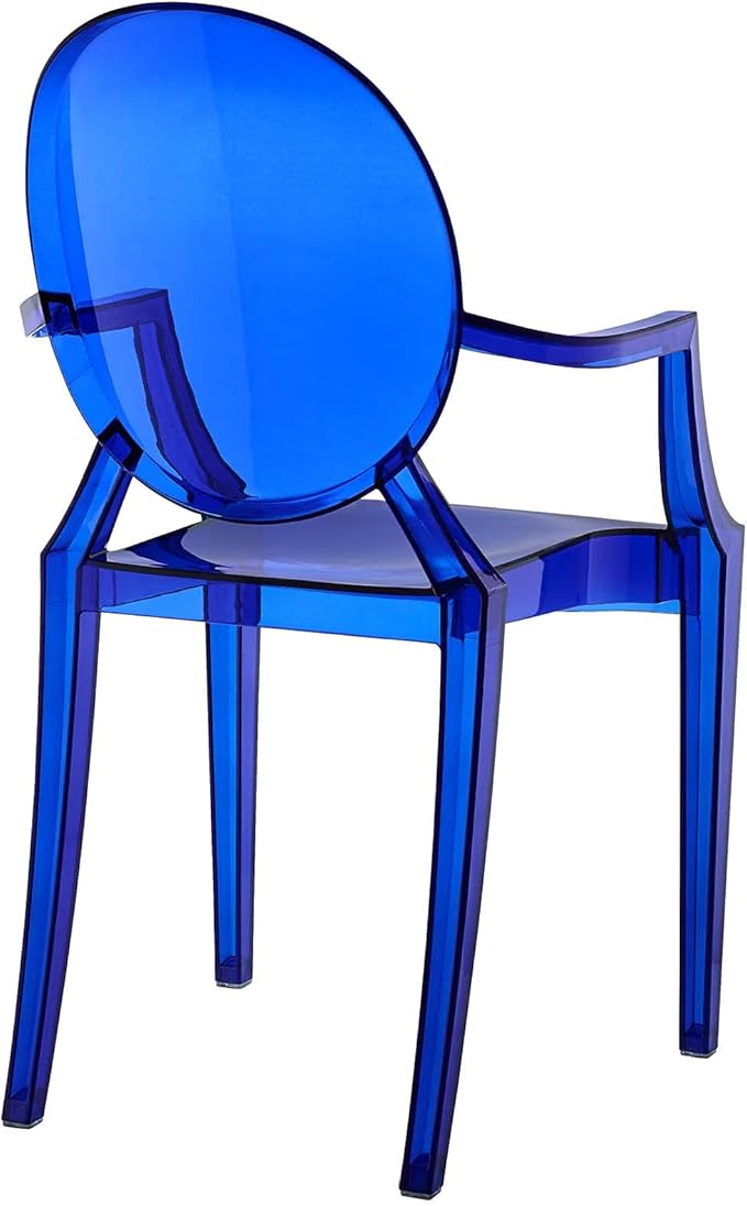 Modway Casper Modern Acrylic Stacking Two Dining Armchairs in Blue