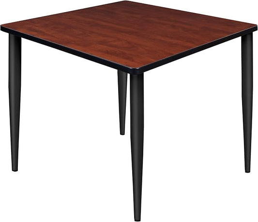 Regency Kahlo 42 in. Square Breakroom Table- Cherry Top, Black Tapered Legs