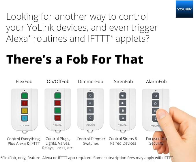 YoLink DimmerFob, Smart Buttons Fob, Remote Light Switch Controller for use with YoLink Smart in-Wall Dimmer Switches