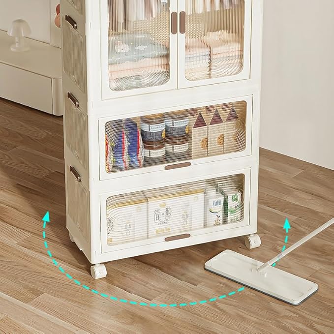 Chekki's Portable Wardrobe Closet with Shelves; Foldable Design for Easy Storage; Transparent Cabinet Doors; Children, Kids Wardrobe