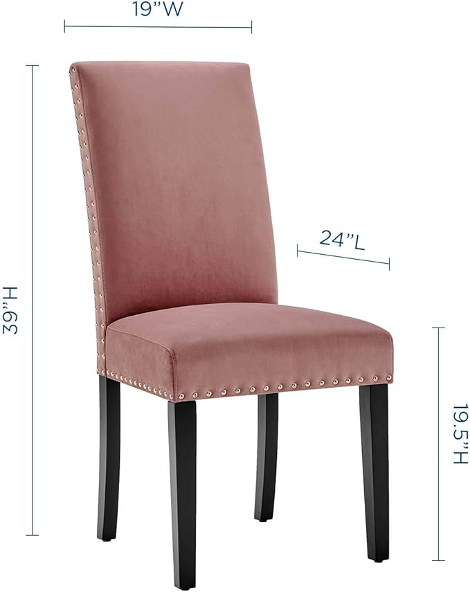 Modway Parcel Performance Velvet Dining Side Chairs - Set of 2, Dusty Rose