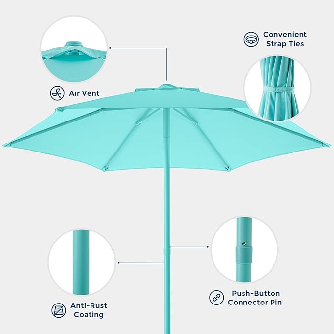 HOMSHADE Outdoor Patio Umbrella - Market Table Pool Deck Umbrella with Push Button Tilt, Crank, UPF50+ UV Protection and Sturdy Ribs, 3-Year Fade Resistance, 220GSM Solution-Dyed Fabric (No base)