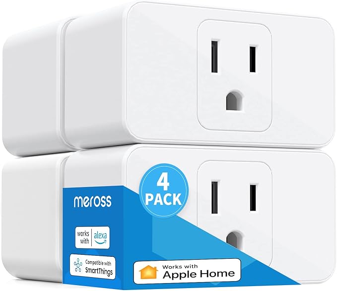 meross Smart Plug Power Strip, WiFi Flat Outlet 15A Compatible & Smart Plug Mini Support Apple HomeKit, Siri, Alexa, App Control, Timer, 15A & Reliable WiFi Outlet