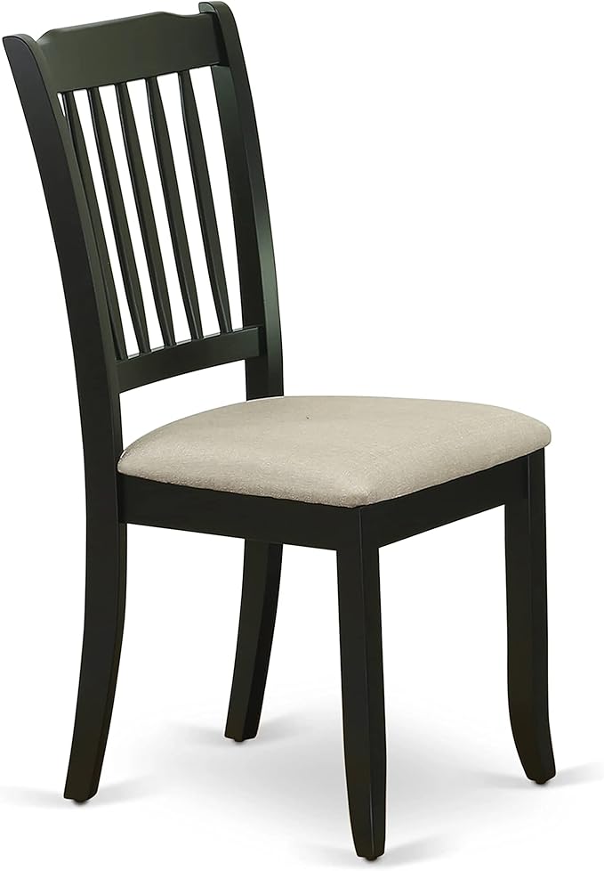 East West Furniture DAC-BLK-C Danbury Kitchen Dining Chairs - Linen Fabric Upholstered Wooden Chairs, Set of 2, Black