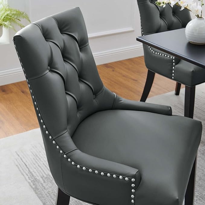 Regent Tufted Vegan Leather Dining Chair in Gray