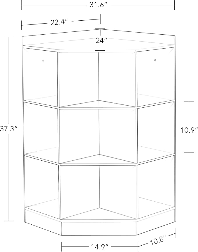 RiverRidge Kids Toy Storage Corner Cabinet with 6 Cubbies & 3 Angled Shelves - Gray Toy Shelf Cubby Corner Storage Shelf Playroom Toy Organizer
