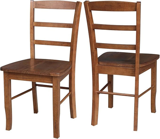 IC INTERNATIONAL CONCEPTS Set of 2 Solid Wood Madrid Ladderback Chairs in Distressed Oak