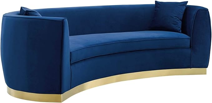 Modway EEI-3408-NAV Resolute Curved Performance Velvet Sofa, Navy