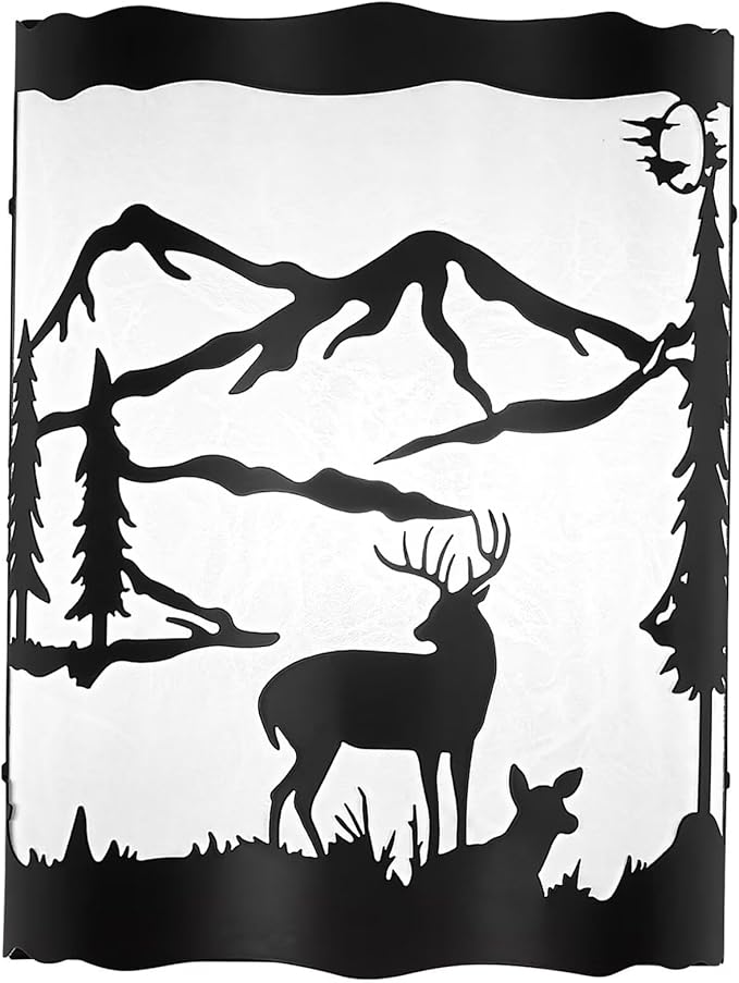Farmhouse Deer Wall Sconce Light with Shade, E26 Base – Small Modern Rustic Wall Lamp Fixture for Bedroom, Living Room, Hallway, Stairway, Headboard, Porch, or Cabin -9 H* 7W*4.5 D（in）