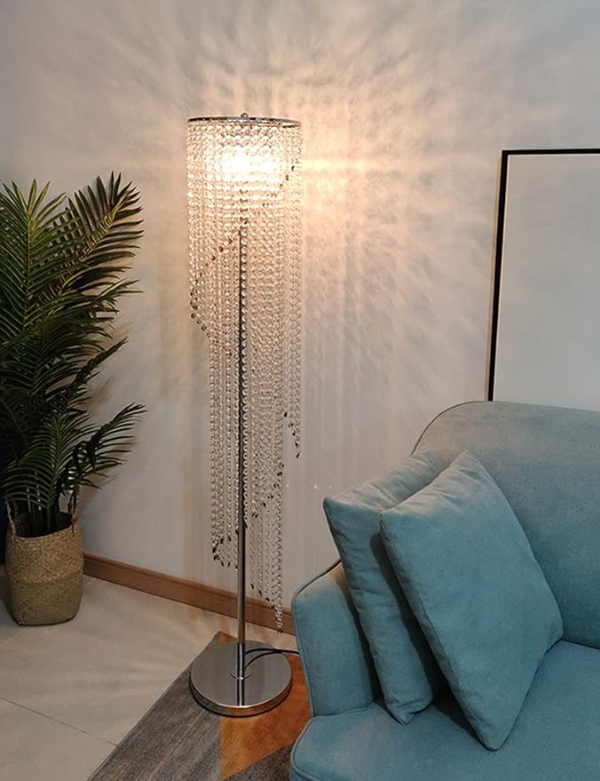 Silver Crystal Floor Lamp S Shape Chrome Finish