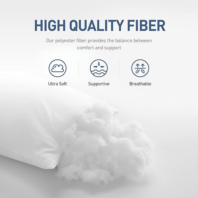 Acanva Bed Pillows 2 Pack Hotel Collection Luxury Soft Inserts for Sleeping-Breathable and Comfortable for Stomach Back Sleepers, King Size (Pack of 2), White