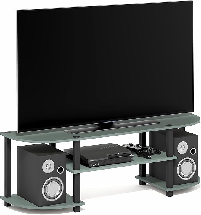 Furinno Turn-S-Tube TV Stand, Wide Entertainment Center, TV Console for TV up to 55 Inch, for Living Room, Bedroom, Sage Green