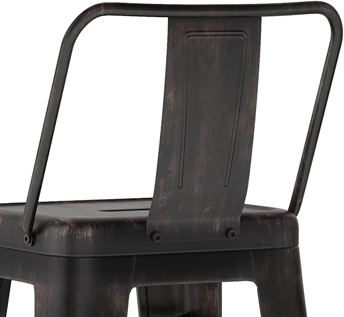 SIMPLIHOME Rayne Industrial Metal 30 inch Bar Stool (Set of 2) in Distressed Black for the Dining Room and Kitchen