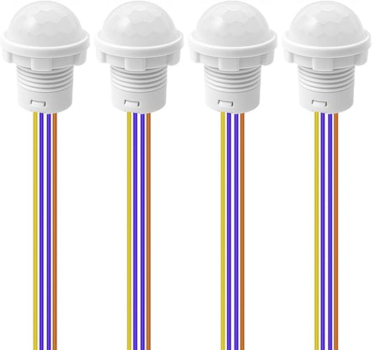 4pcs Motion Sensor Light Switch, PIR Infrared Sensor, 30S Time Delay, Smart Detection for LED, Bulb and Other Existing Light, Ceiling & Wall Mount, Automatic Light Control, 100-240V/40W