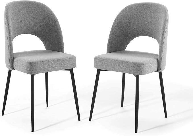 Modway Rouse Upholstered Fabric Side Black Light Gray, (Pack of 2)