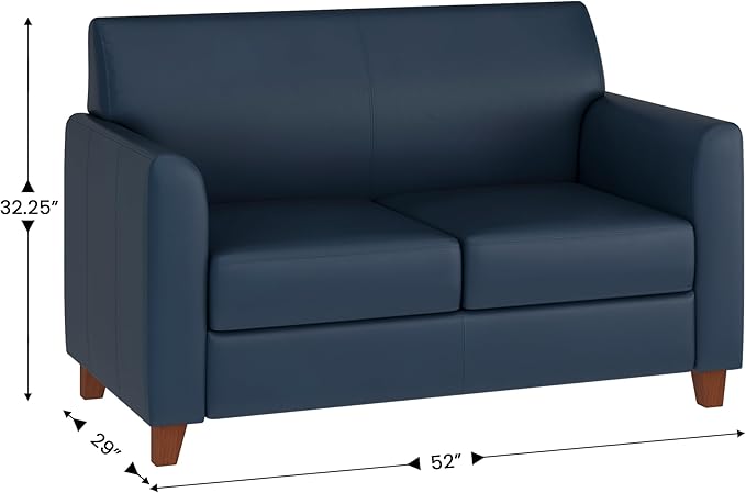 Flash Furniture Hercules Diplomat Series LeatherSoft Upholstered Loveseat, Modern Small Sofa for Living Room or Office, Navy