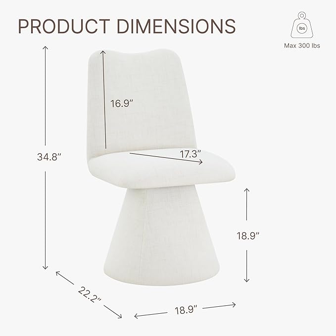 Swivel Dining Chairs Set of 1, Modern Upholstered Dining Chair Mid Century Kitchen Chairs with High Back, 360 Degree Rotating Vanity Chair for Dining Room, Bedroom, Farmhouse, Beige