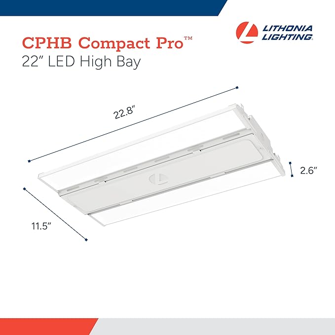 Lithonia Lighting Compact Pro LED High Bay Light, Ceiling Lighting Fixture, 24,000 Lumens, 4000K Cool White, Dimmable LED Work Light for Garage and Warehouse, MVOLT 120-277V (CPHB 24LM MVOLT 40K)